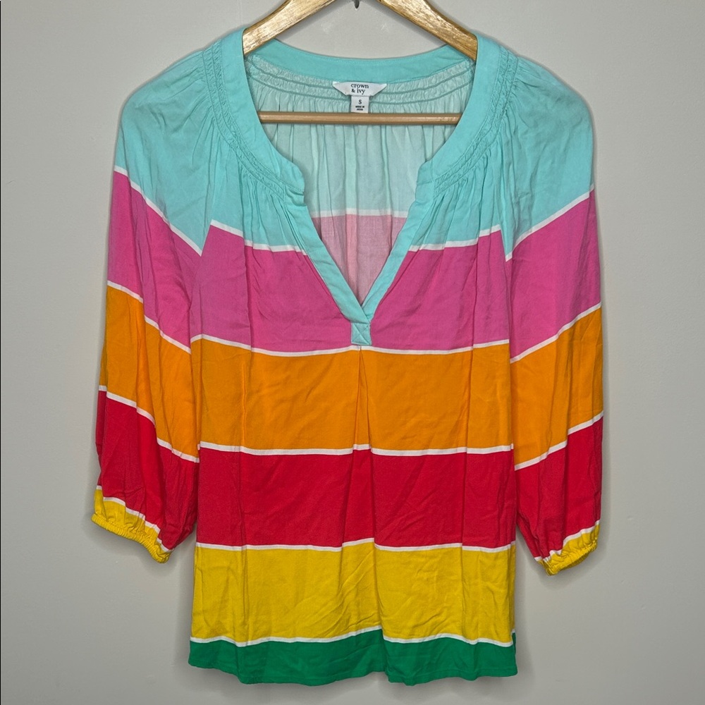 Crown & Ivy Rayon Striped Blouse